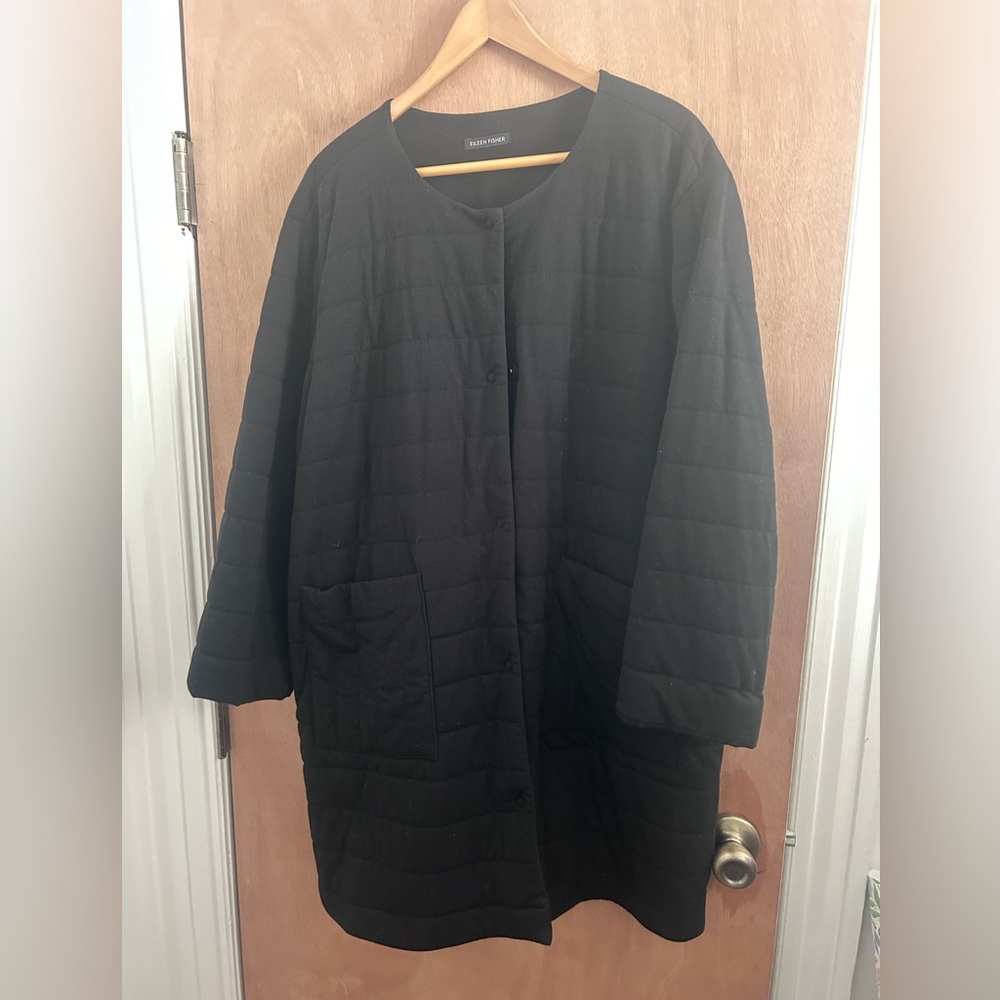 Eileen Fisher Black Quilted Jacket